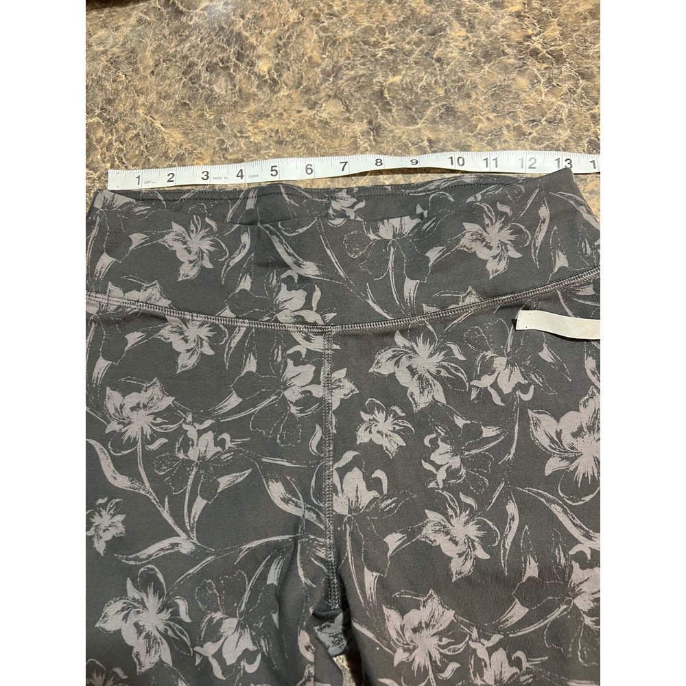 Pact Organic Cotton High Rise Floral Leggings Charcoal Grey Medium Lounge Eco - Picture 4 of 6